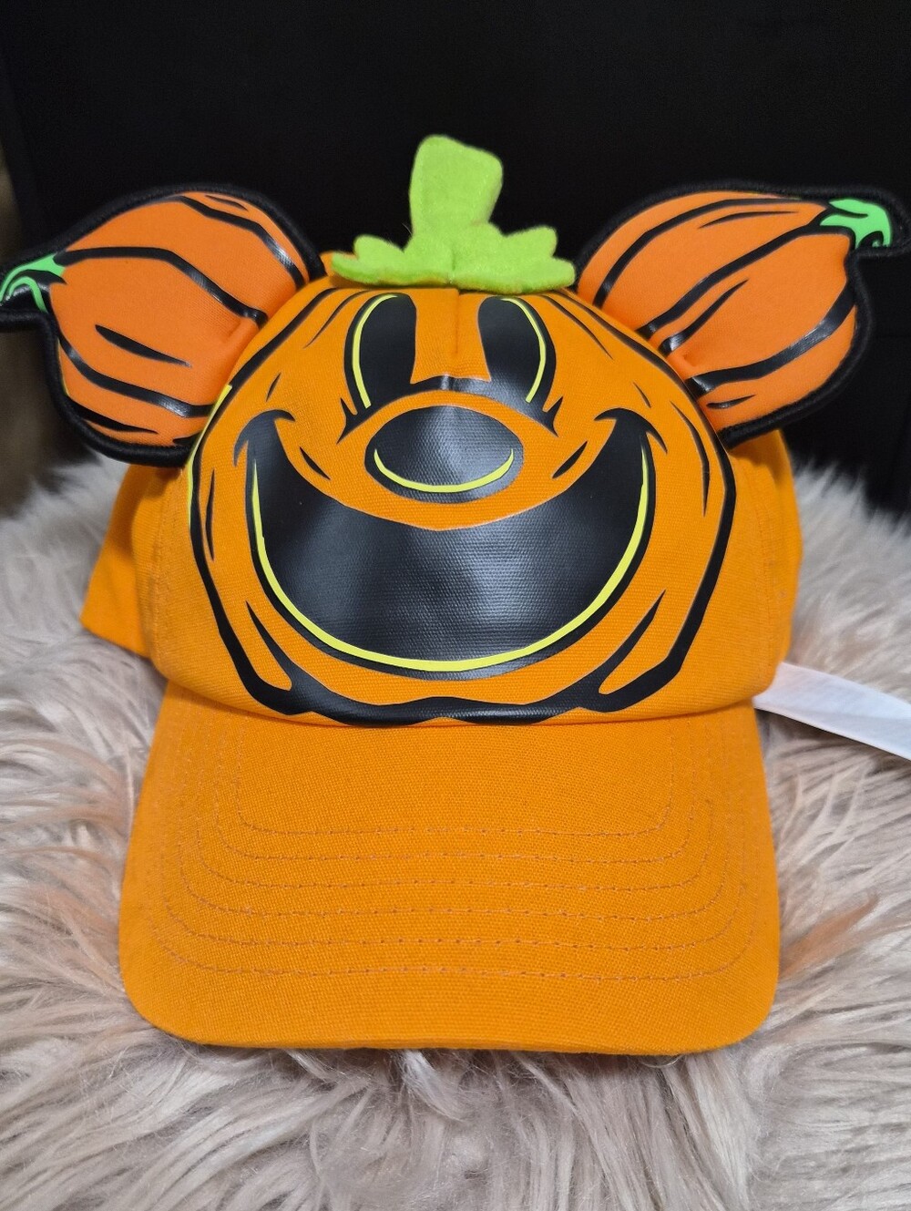 Disney Orange Pumpkin Mickey Baseball Cap Glow In The Dark